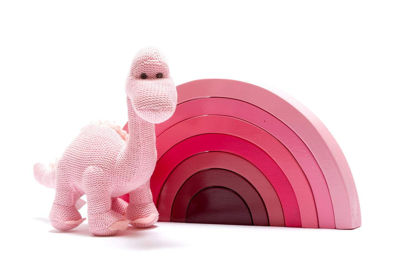 Fairtrade houten regenboog stapelaar - Roze-Best Years-baby,best years,hout,kinderen,speelgoed