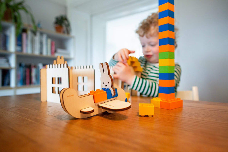 Nijntje Vliegtuig-Brikkon-bouwen,hout,Kinderen,speelgoed