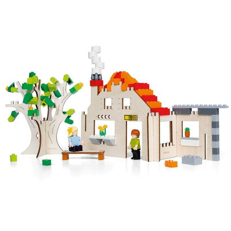 Huis-Brikkon-bouwen,hout,Kinderen,speelgoed